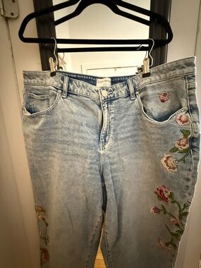 Lane Bryant Light Blue Embroidered Boyfriend Jeans